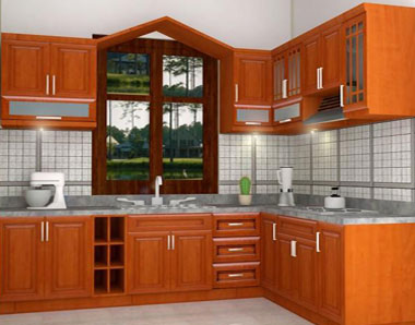 Tủ bếp có quầy bar phong cách Châu Âu