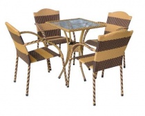 Bàn ghế mây nhựa 02